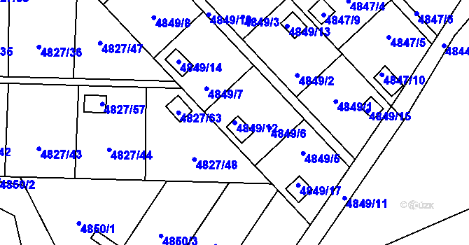 Parcela st. 4849/12 v KÚ Přerov, Katastrální mapa