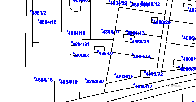Parcela st. 4884/7 v KÚ Přerov, Katastrální mapa