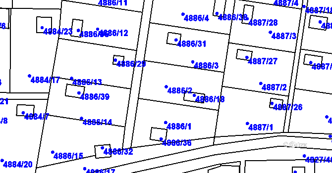 Parcela st. 4886/2 v KÚ Přerov, Katastrální mapa