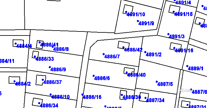 Parcela st. 4886/7 v KÚ Přerov, Katastrální mapa