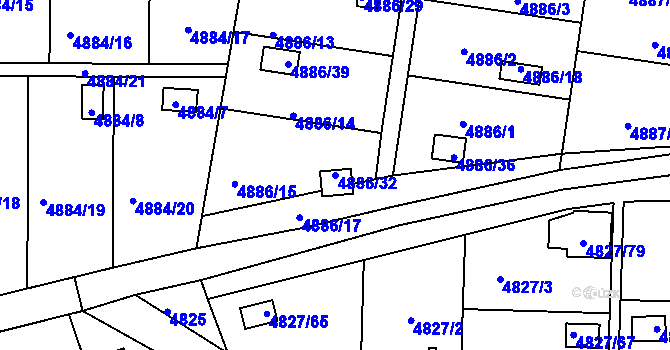 Parcela st. 4886/32 v KÚ Přerov, Katastrální mapa
