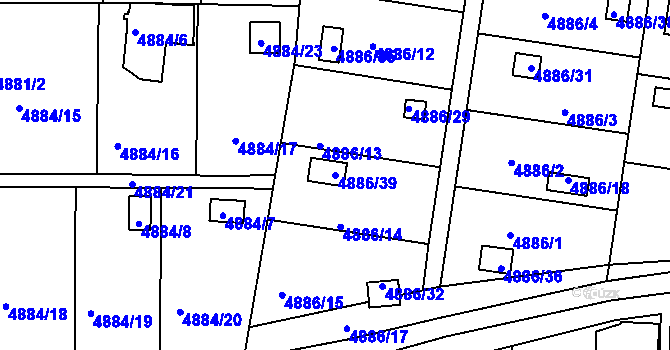 Parcela st. 4886/39 v KÚ Přerov, Katastrální mapa