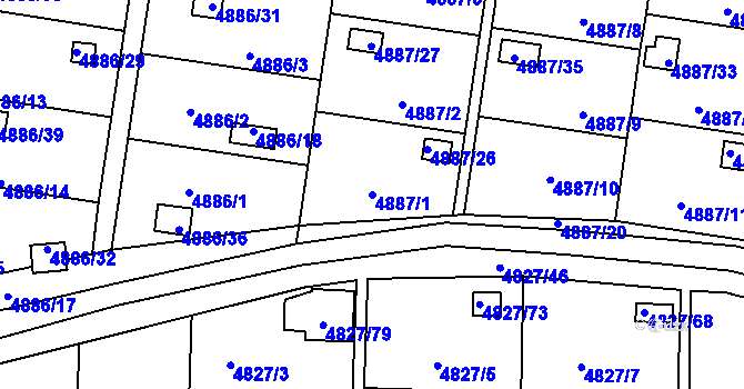 Parcela st. 4887/1 v KÚ Přerov, Katastrální mapa