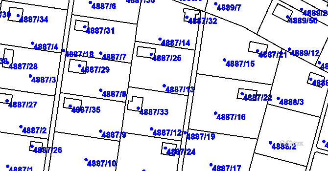 Parcela st. 4887/13 v KÚ Přerov, Katastrální mapa
