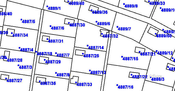 Parcela st. 4887/14 v KÚ Přerov, Katastrální mapa