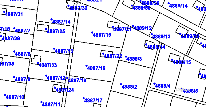 Parcela st. 4887/22 v KÚ Přerov, Katastrální mapa