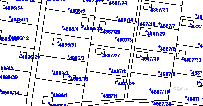 Parcela st. 4887/27 v KÚ Přerov, Katastrální mapa