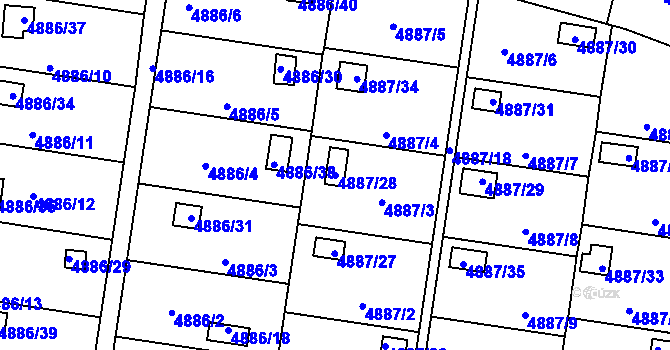 Parcela st. 4887/28 v KÚ Přerov, Katastrální mapa