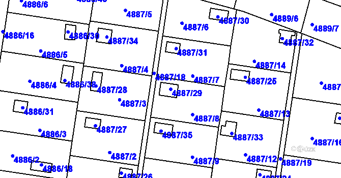 Parcela st. 4887/29 v KÚ Přerov, Katastrální mapa