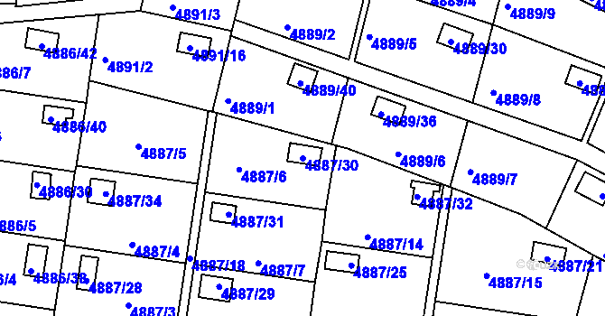 Parcela st. 4887/30 v KÚ Přerov, Katastrální mapa