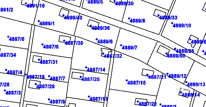 Parcela st. 4887/32 v KÚ Přerov, Katastrální mapa