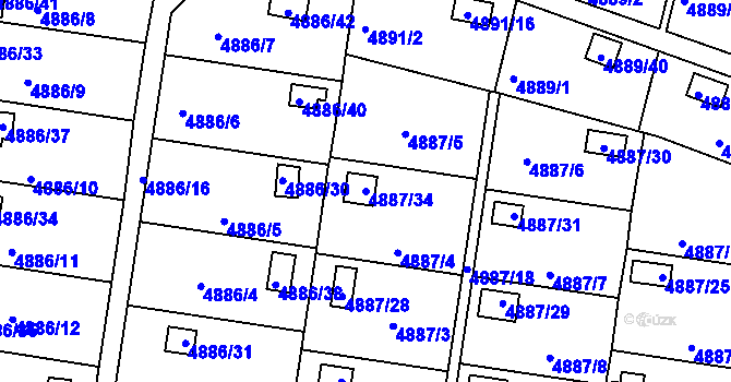 Parcela st. 4887/34 v KÚ Přerov, Katastrální mapa