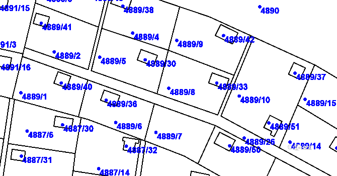 Parcela st. 4889/8 v KÚ Přerov, Katastrální mapa