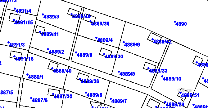 Parcela st. 4889/30 v KÚ Přerov, Katastrální mapa