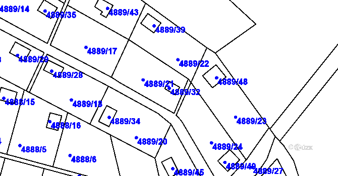Parcela st. 4889/32 v KÚ Přerov, Katastrální mapa
