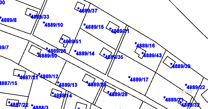 Parcela st. 4889/35 v KÚ Přerov, Katastrální mapa
