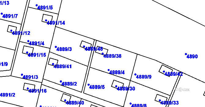 Parcela st. 4889/38 v KÚ Přerov, Katastrální mapa