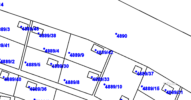 Parcela st. 4889/42 v KÚ Přerov, Katastrální mapa
