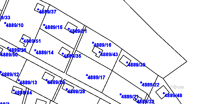 Parcela st. 4889/43 v KÚ Přerov, Katastrální mapa