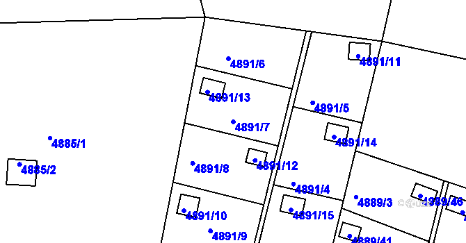 Parcela st. 4891/7 v KÚ Přerov, Katastrální mapa