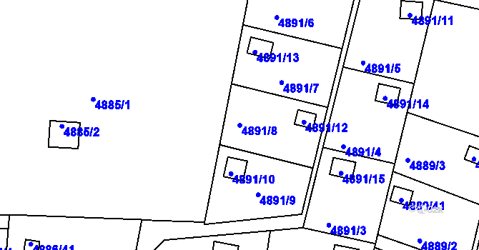Parcela st. 4891/8 v KÚ Přerov, Katastrální mapa