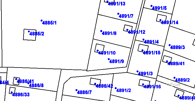 Parcela st. 4891/10 v KÚ Přerov, Katastrální mapa