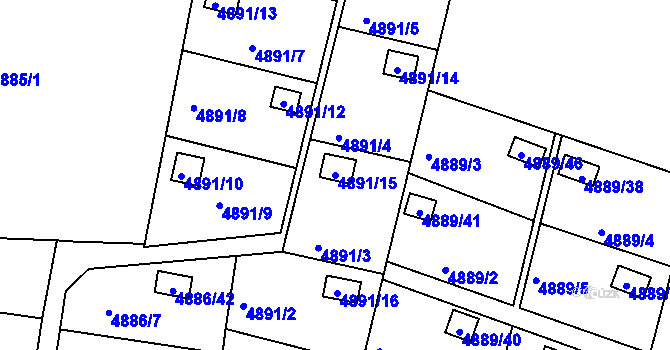Parcela st. 4891/15 v KÚ Přerov, Katastrální mapa