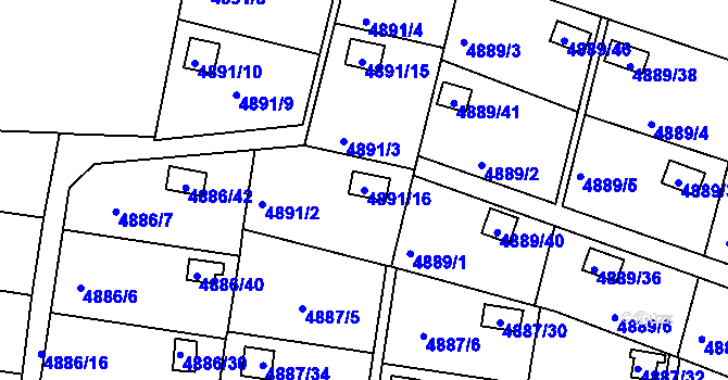 Parcela st. 4891/16 v KÚ Přerov, Katastrální mapa
