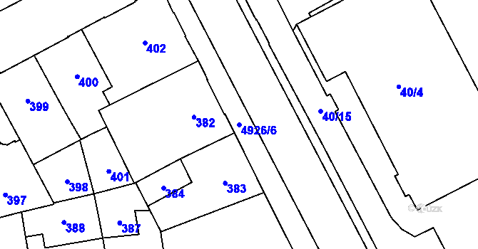 Parcela st. 4926/6 v KÚ Přerov, Katastrální mapa