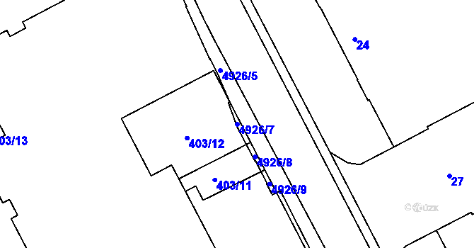 Parcela st. 4926/7 v KÚ Přerov, Katastrální mapa