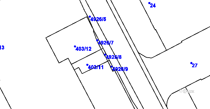 Parcela st. 4926/8 v KÚ Přerov, Katastrální mapa