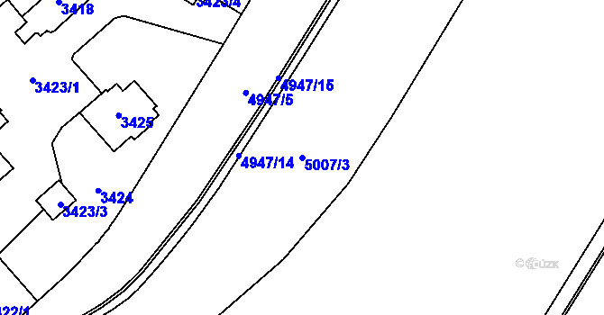 Parcela st. 5007/3 v KÚ Přerov, Katastrální mapa