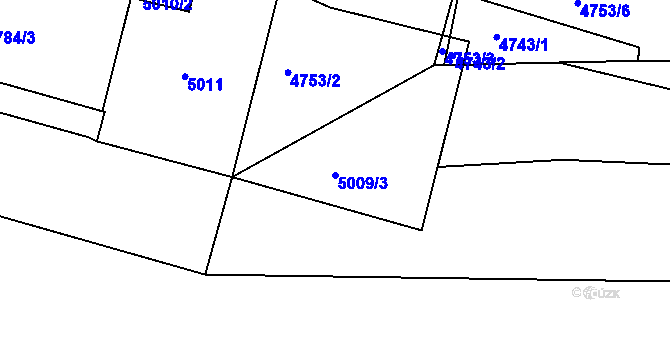Parcela st. 5009/3 v KÚ Přerov, Katastrální mapa