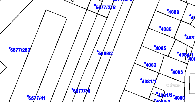Parcela st. 5088/2 v KÚ Přerov, Katastrální mapa