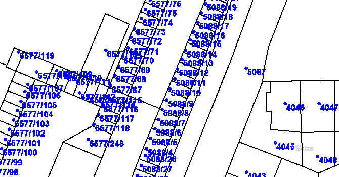 Parcela st. 5088/10 v KÚ Přerov, Katastrální mapa