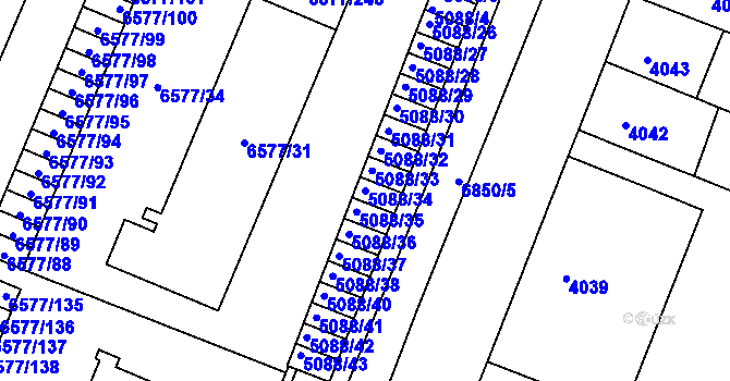 Parcela st. 5088/34 v KÚ Přerov, Katastrální mapa