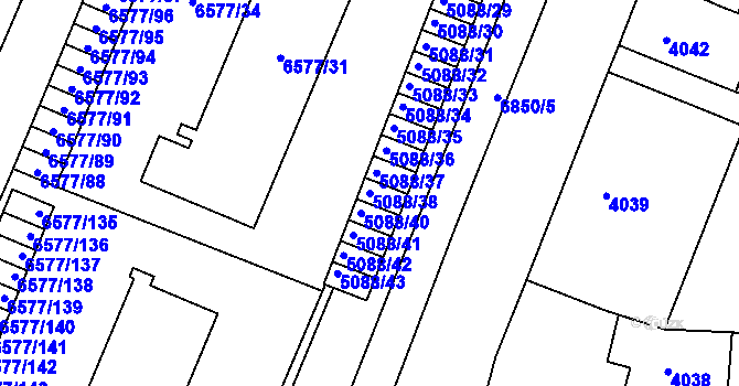 Parcela st. 5088/38 v KÚ Přerov, Katastrální mapa