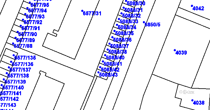 Parcela st. 5088/40 v KÚ Přerov, Katastrální mapa