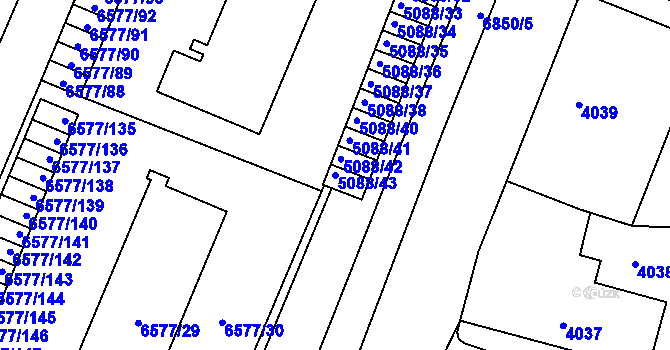 Parcela st. 5088/43 v KÚ Přerov, Katastrální mapa