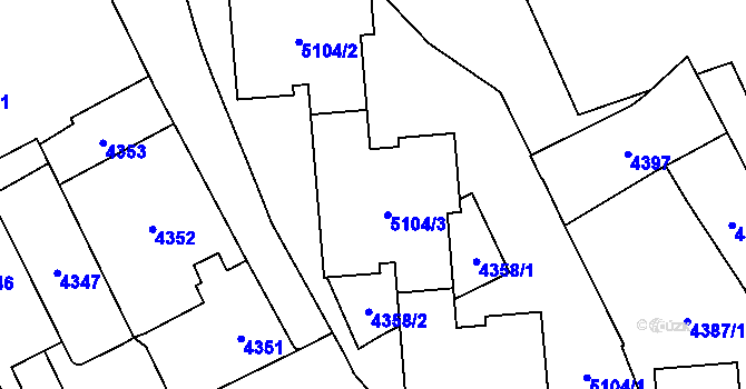 Parcela st. 5104/3 v KÚ Přerov, Katastrální mapa