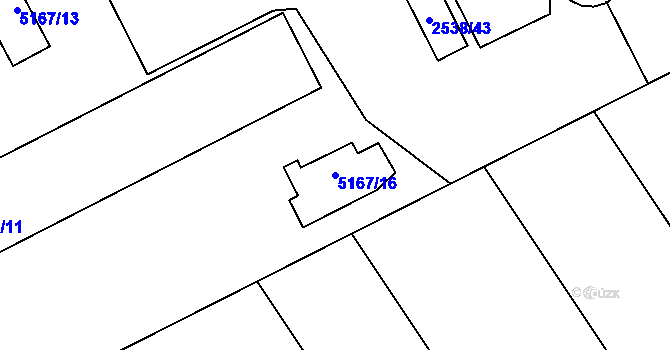 Parcela st. 5167/16 v KÚ Přerov, Katastrální mapa