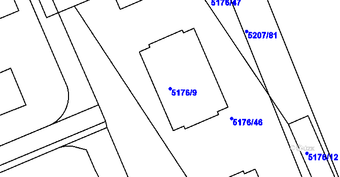 Parcela st. 5176/9 v KÚ Přerov, Katastrální mapa