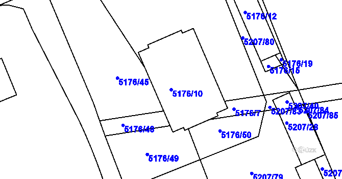 Parcela st. 5176/10 v KÚ Přerov, Katastrální mapa