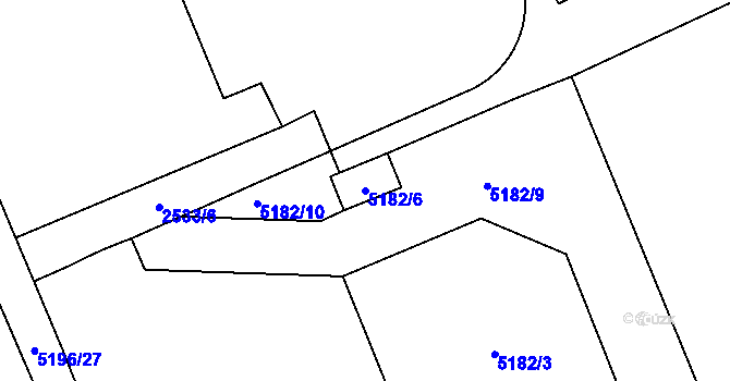 Parcela st. 5182/6 v KÚ Přerov, Katastrální mapa