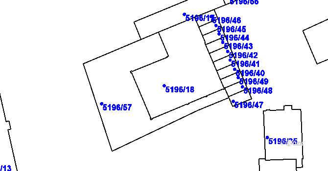 Parcela st. 5196/18 v KÚ Přerov, Katastrální mapa