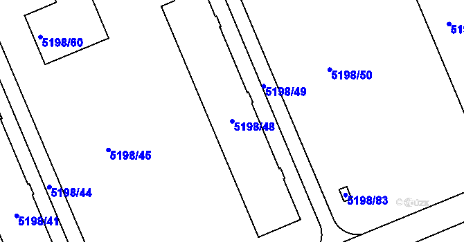 Parcela st. 5198/48 v KÚ Přerov, Katastrální mapa