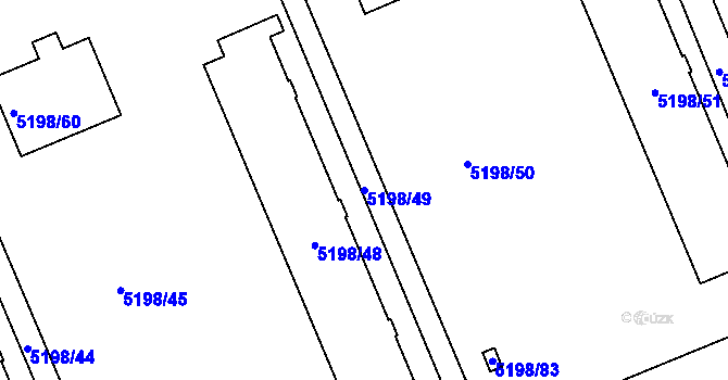 Parcela st. 5198/49 v KÚ Přerov, Katastrální mapa