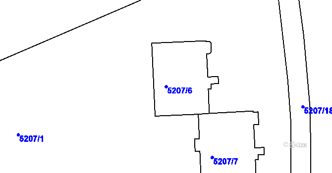 Parcela st. 5207/6 v KÚ Přerov, Katastrální mapa