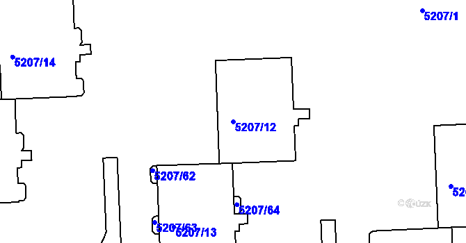 Parcela st. 5207/12 v KÚ Přerov, Katastrální mapa