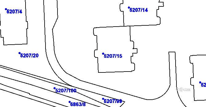 Parcela st. 5207/15 v KÚ Přerov, Katastrální mapa